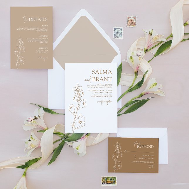 Invitation Boho Botanique ・ Moderniste minimaliste Floral (Boho Botanical • Modern Floral Wedding Invitation. Elegant, modern and playful.)