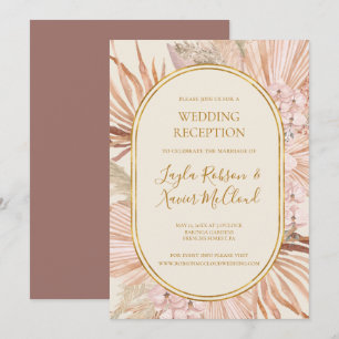 Invitation Boho Botanique   Réception de mariage Rose Poussié