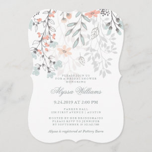 Invitation Boho Botanique Rustique Fête des mariées corail et