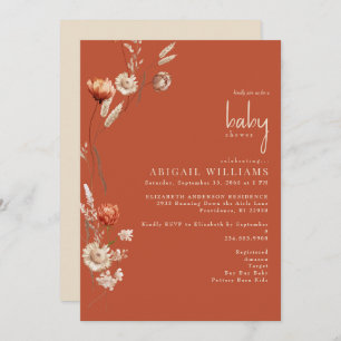 Invitation Boho Botanique Terracotta & Baby shower de crème