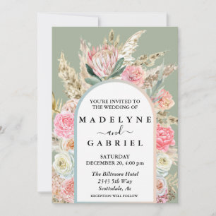 Invitation Boho Bouquets Pampas Arche Cadre