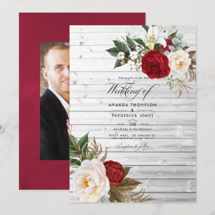Invitation Boho Bourgogne - Mariage Floral Bohème Marsala