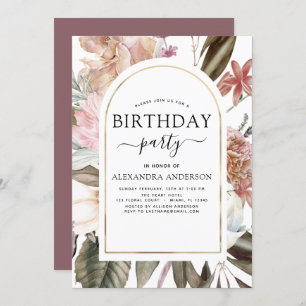 Invitation Boho Bourgogne Verdure N'importe quel âge Annivers