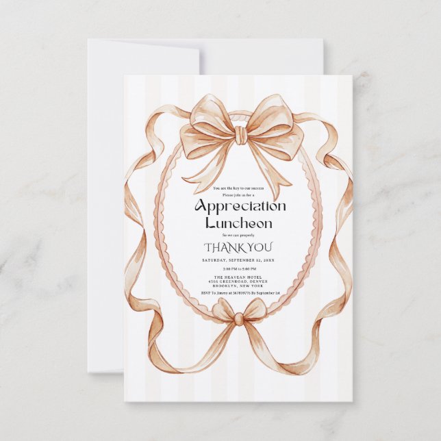 Invitation Boho Bow appreciation party grateful party  (Devant)