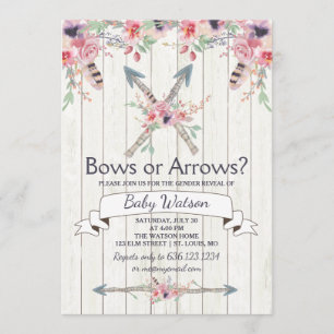 Invitation Boho Bows or Flrows Gender Revevela Party