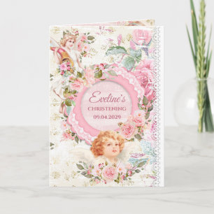 Invitation Boho branché shabby chic angels baptême