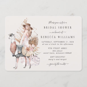 Invitation Boho Bride et Llama Fête de l'mariée