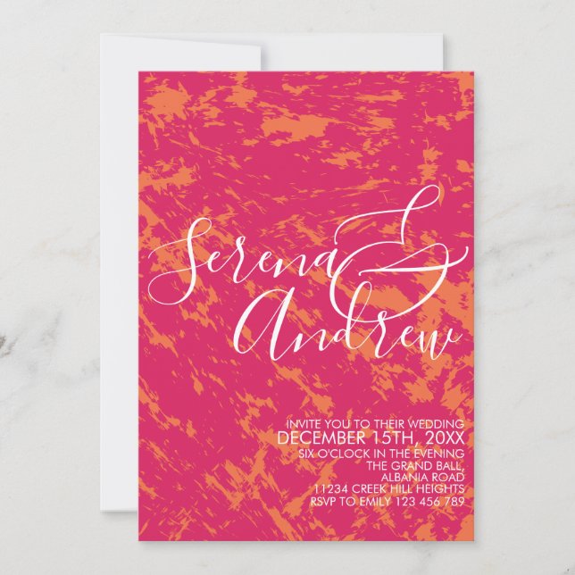Invitation Boho Bright Abstrait Artsy rose Orange moderne (Devant)