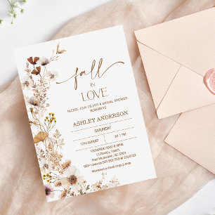 Invitation Boho Brown Beige Fall Fête des mariées florale