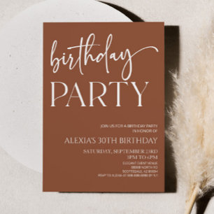 Invitation Boho Brown Bohemian Minimal Anniversaire