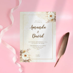 Invitation Boho Brown Élégant et simple Mariage