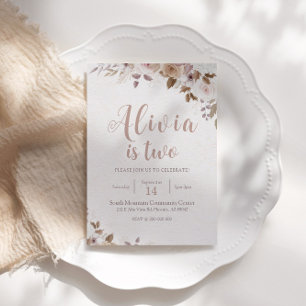 Invitation Boho Brown Floral Anniversaire