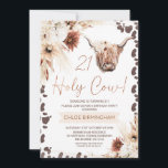 Invitation Boho Brown Floral Holy Cow Highland 21e anniversai<br><div class="desc">Brown Boho Floral Holy Cow Highland 21st Birthday Invitation Sweet highland vache thème invitation anniversaire dans un style bohème avec deux tons naturels boho arrangements floraux, brun motif d'impression de vache et une vache Highland. Cette invitation de 21ème anniversaire de vache sainte fleurie de saumons boho peut être modifiée pour...</div>