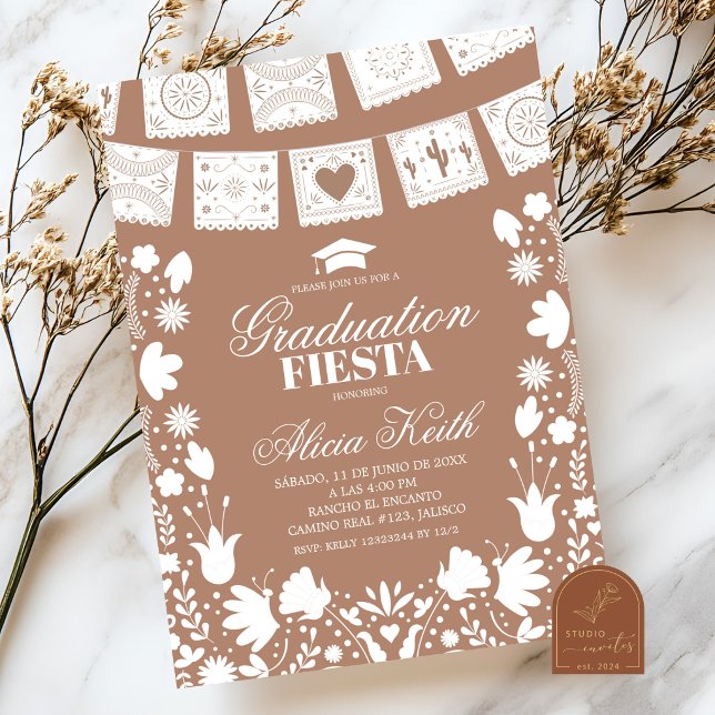 Invitation Boho Brown Talavera Mexican Graduation Fiesta Invi (Créateur téléchargé)
