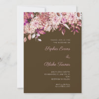 Boho Brun Rose Floral Hiver Café Brun Mariage