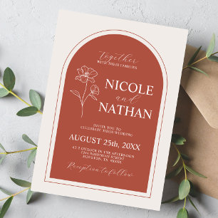 Invitation Boho Budget Terracotta Rustique Fleur Mariage DO