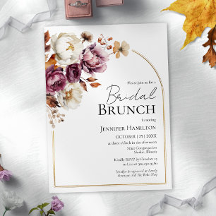 Invitation Boho Burgundy Arc Floral Or Automne Bridal Brunch