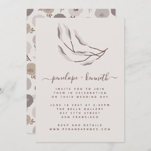 Invitation Boho Burgundy et Mariage botanique Taupe