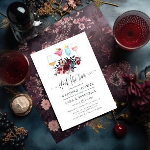 Invitation Boho Burgundy et Navy Floral Stock du Bar