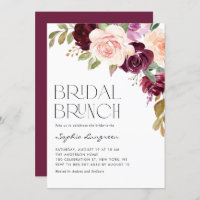 Boho Burgundy et Peach Flowers Chute Bridal Brunch