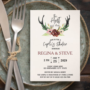 Invitation Boho Burgundy Floral Hunt is Over Couple's Shower