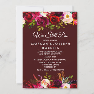 Invitation Boho Burgundy Floral NOUS SOMMES TOUJOURS en train