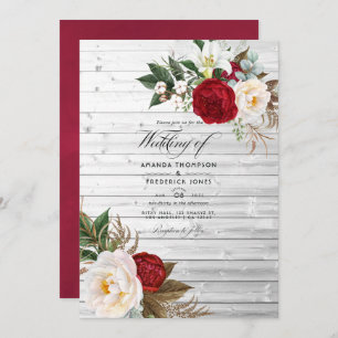 Invitation Boho Burgundy - Marsala Floral Bohemian Mariage