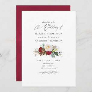 Invitation Boho Burgundy - Marsala Floral Mariage