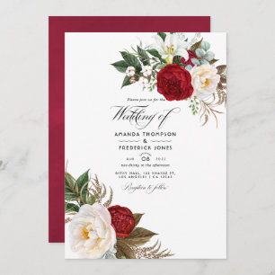 Invitation Boho Burgundy - Marsala Floral Mariage Photo