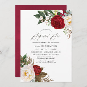 Invitation Boho Burgundy - Marsala Floral Sip and See