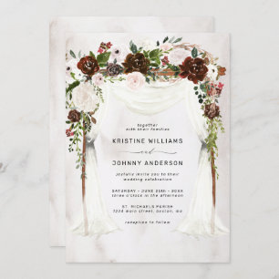 Invitation Boho Burgundy Rose Rose Aquarelle Mariage Floral