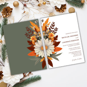Invitation Boho Burnt Orange Sage Floral Mariage de automne