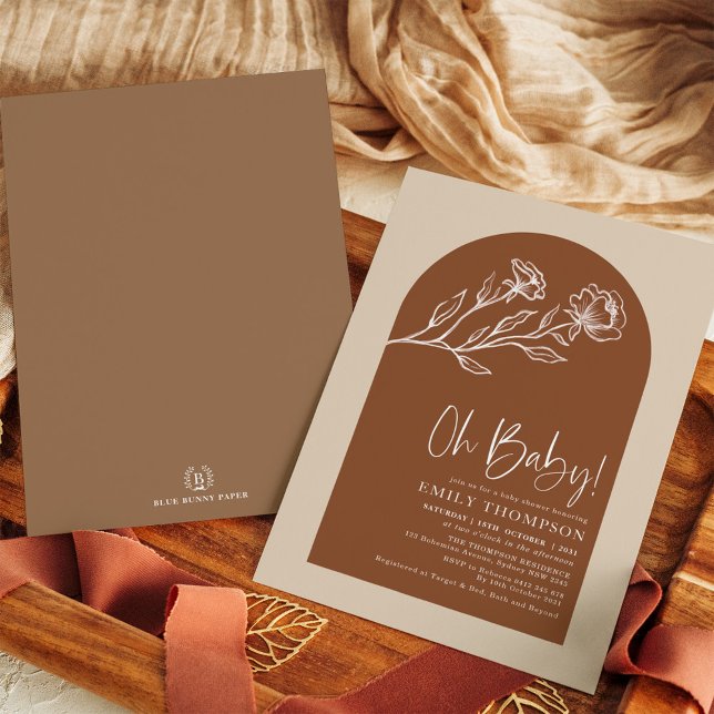Invitation Boho Burnt Orange Terracotta Arch Baby shower (Créateur téléchargé)