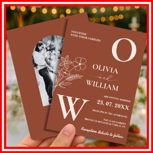 Invitation Boho Burnt Orange Terracotta Mariage rustique