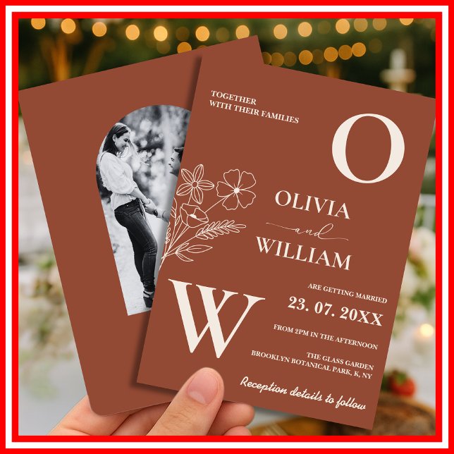 Invitation Boho Burnt Orange Terracotta Mariage rustique (Créateur téléchargé)