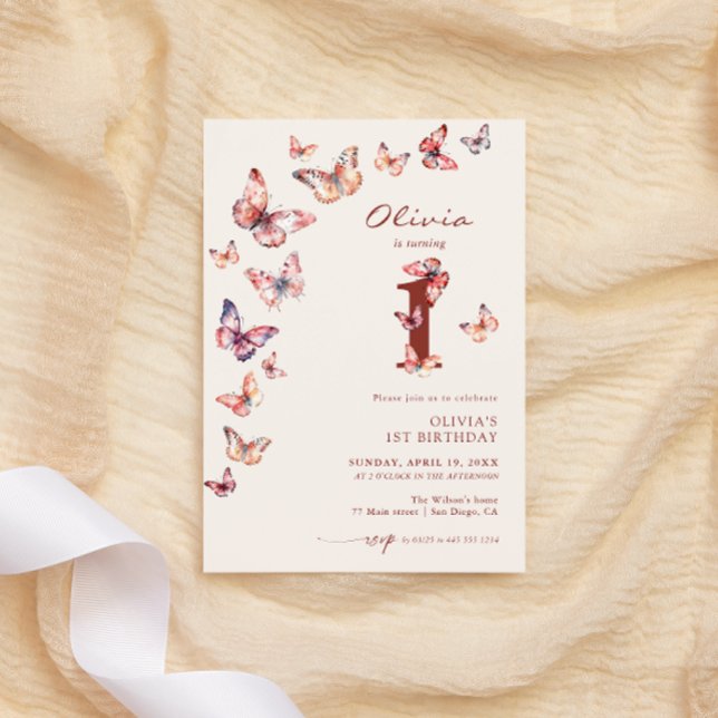 Invitation Boho Butterfly 1er anniversaire (Créateur téléchargé)