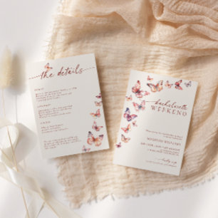 Invitation Boho Butterfly Bachelorette Heekend Itinéraire