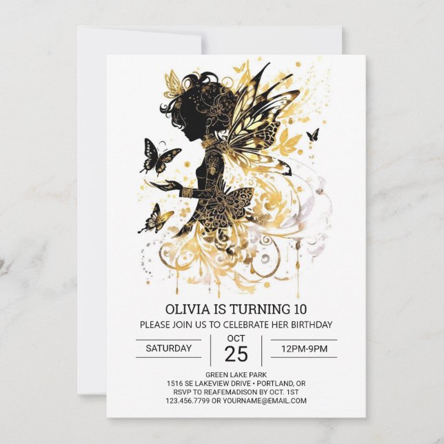 Invitation Boho Butterfly Fairy Anniversaire plaisir (Devant)