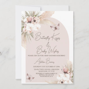 Invitation Boho Butterfly Kisses Bébé Voeux Baby shower
