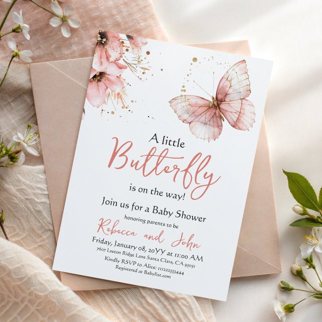 Invitation Boho Butterfly Wildflower Floral Girl Baby Shower (Créateur téléchargé)