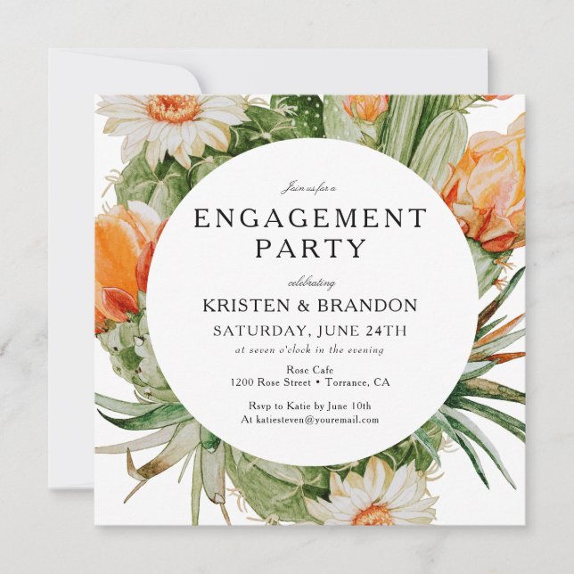 Invitation Boho Cactus Desert Engagement Fête Invite (Devant)