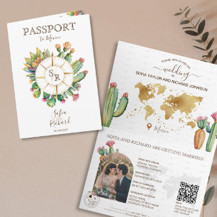 Invitation Boho Cactus Destination Mariage Code QR