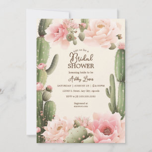 Invitation Boho Cactus floral Désert fleurs de cactus roses