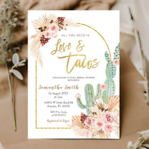 Invitation Boho Cactus Taco sur l'amour Fête des mariées Invi
