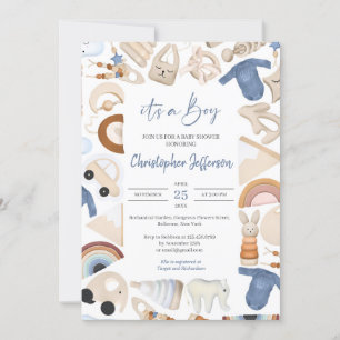 Invitation Boho cadre bébé vêtements et jouets neutres