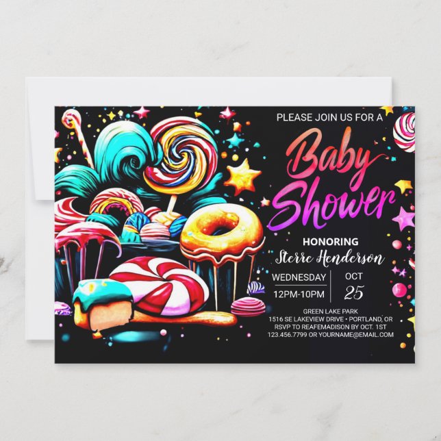 Invitation Boho Candy Dreams Baby Shower Modifiable (Devant)