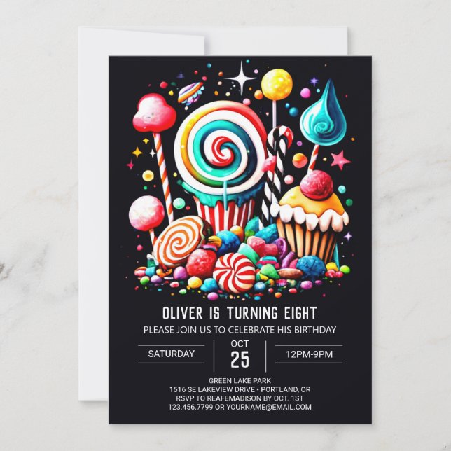 Invitation Boho Candy Dreams Editable Anniversaire (Devant)