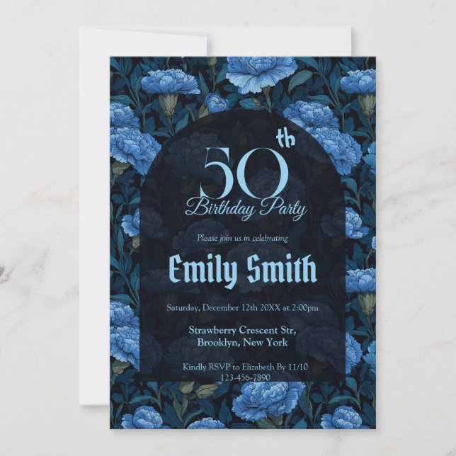 Invitation Boho Carnation Themed Surprise Birthday (Devant)