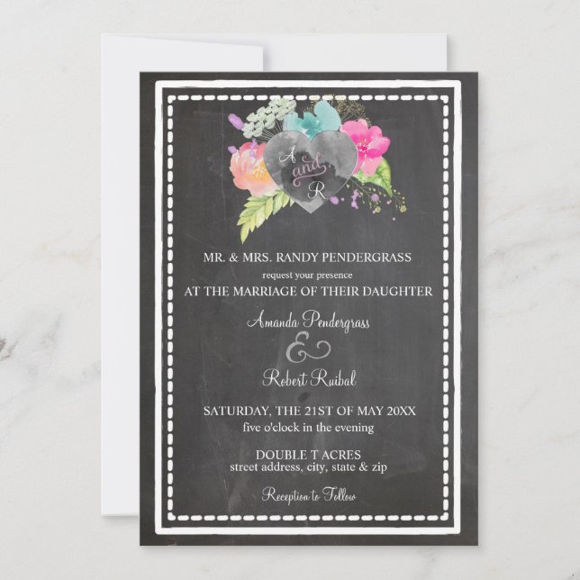 Invitation Boho Chalkboard (Devant)