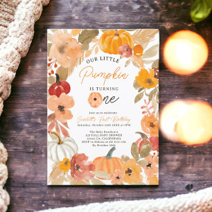 Invitation Boho Chaud automne Petit Citrouille Premier annive